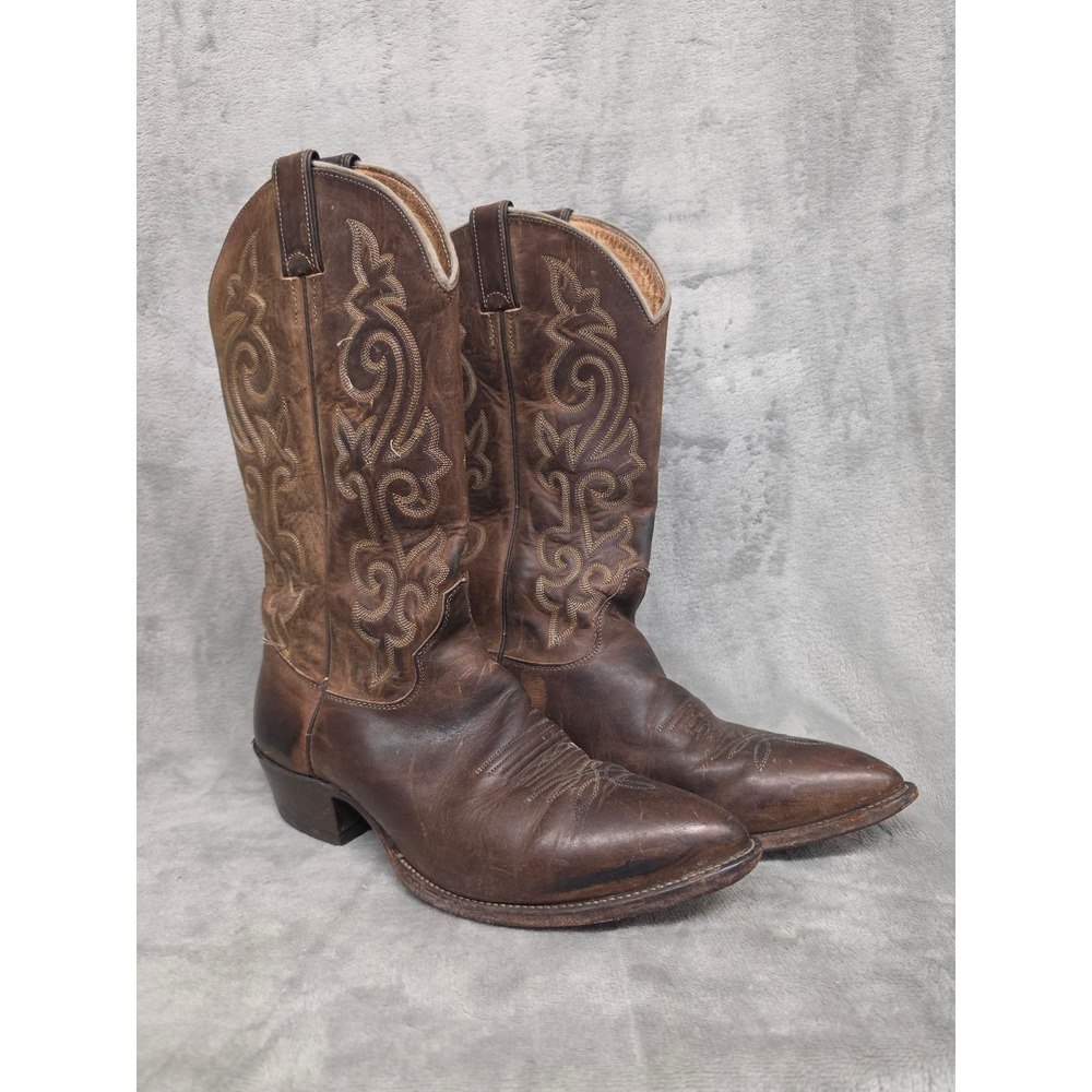 Justin 2257 Mens Brown Leather Western Cowboy Boots Size 9.5 EE Made in USA